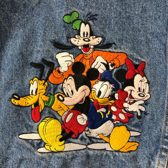 Vintage Disney Store Embroidered Denim Jacket Kids XS Y2K Mickey Minnie Goofy - Picture 7 of 12